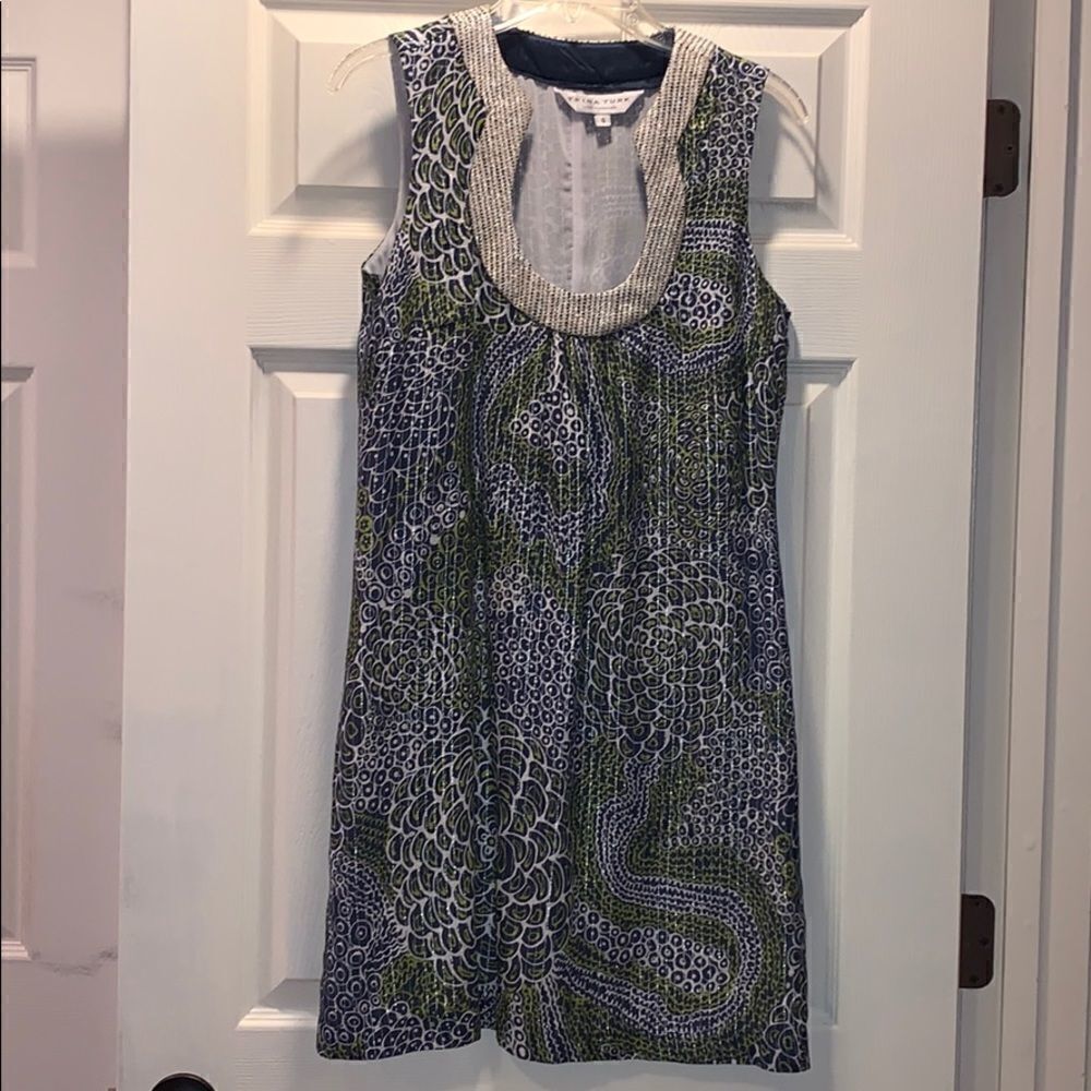 Trina Turk Blue & Green Sleeveless Peacock…